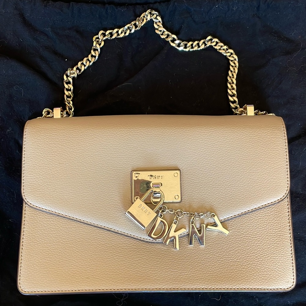 DKNY Elissa Leather Shoulder Flap - Cream